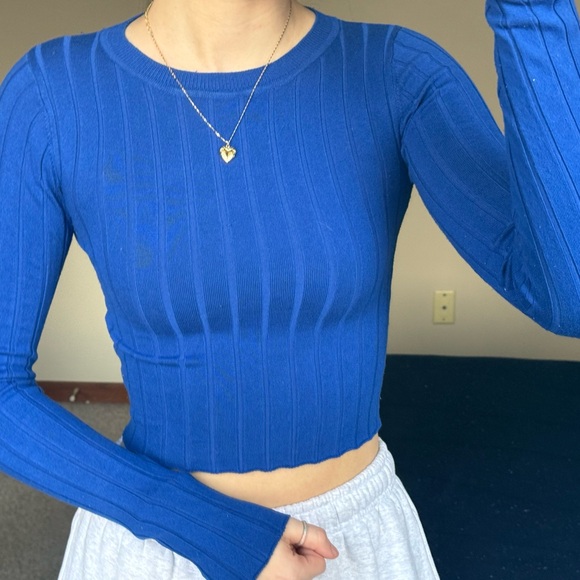Garage Royal Blue Ribbed Crop Top - Picture 6 of 6